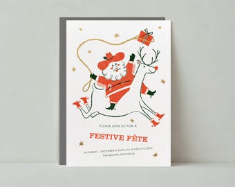 Paperless Post Customizable Christmas Party Invitation Template | Classic And Colorful, Vintage | Holiday, Boots | Instant Download