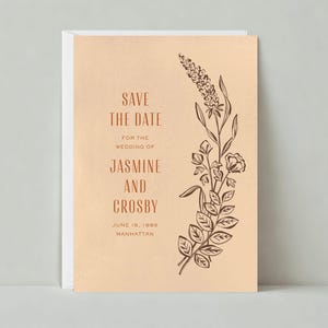 Modello personalizzabile per Save The Date di matrimonio senza carta / Boho, rustico / Piante del deserto, rametti, botanici, verde / Download immediato