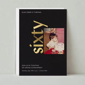 Invitación de cumpleaños / Diseño moderno y tipográfico / Cumpleaños importante / Plantilla personalizable para publicación sin papel / Descarga instantánea