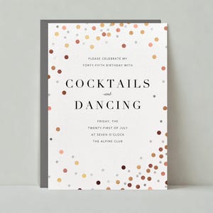 Modelo de convite de festa de aniversário personalizável Paperless Post | Alegre e vibrante, moderno | Ouro rosa, prata | Download instantâneo