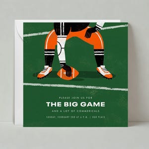 Papierloze post aanpasbare sjabloon uitnodiging sportfeest | Illustratief | Wintervermaak, schilderen, voetbal | Direct downloaden