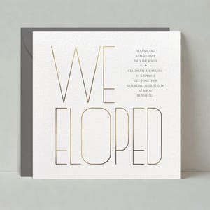 Papierloze post aanpasbare kaartsjabloon huwelijksaankondiging | Vet en typografisch | Gerechtsgebouw, geëlimineerd | Direct downloaden