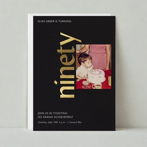 Invitación de cumpleaños / Diseño moderno y tipográfico / Cumpleaños importante / Plantilla personalizable para publicación sin papel / Descarga instantánea