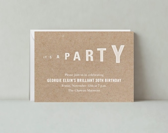 Milestone Birthday Party Invitation | Bold And Typographic | Brown |Paperless Post Customizable Template | Instant Download