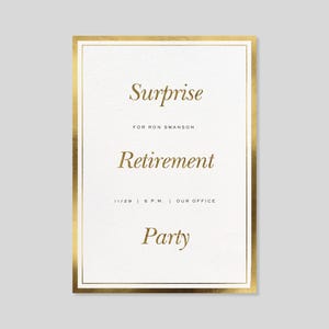 Invitación a fiesta de jubilación / Diseño tipográfico llamativo, simple y minimalista, moderno / Plantilla personalizable sin papel / Descarga instantánea