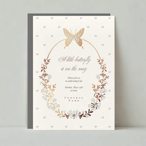 Modèle personnalisable d'invitation de fête de naissance sans papier | Bohème, Rustique | Feuille d'argent, cuivre, papillon, Dainty | Téléchargement instantané