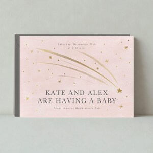 Paperless Post Anpassbare Babypartyeinladungsvorlage | Illustrativ | Sternschnuppe, Sternenhimmel, Nachthimmel, Neutrals | Sofort Download