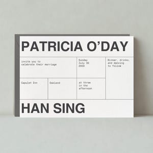 Plantilla de invitación de boda moderna personalizable sin papel / Audaz y tipográfica / Invitación de boda / Descarga instantánea