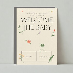 Paperless Post Anpassbare Babypartyeinladungsvorlage | Boho | Fallende Blumen | Sofort Download
