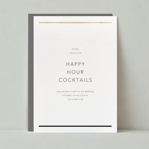 Happy Hour-uitnodiging | Modern | Minimaal, modern, eenvoudig, wit | Papierloze aanpasbare sjabloon voor post | Direct downloaden