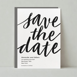 Plantilla personalizable para guardar la fecha de boda sin papel / Negrita y tipográfica / Escritura cursiva, guardar la fecha / Descarga instantánea