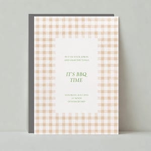 Paperless Post Anpassbare Grillparty Einladung Vorlage | Kariert, Gingham, Picknickdecke, Picknick-Tischdecken | Sofort Download