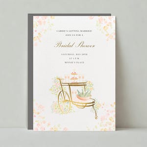 Paperless Post Customizable Party Invitation Template | Illustrative | High Tea, Fancy, Rose, Gold, Tea Party | Instant Download