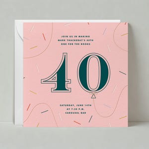 Paperless Post Anpassbare Meilenstein Geburtstagsparty Einladung Vorlage | mutig und typografisch | Pink, Konfetti, Luftballon | Sofort Download