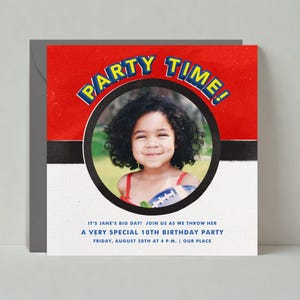 d'invitation de fête d'anniversaire pour enfants | photos, dessins animés, dessins animés | Téléchargement instantané, personnalisable | Poste sans papier