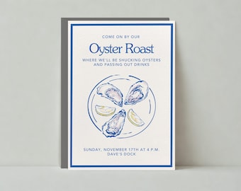 Paperless Post Anpassbare Sommer Party Einladung Vorlage | Illustrativ | Dinner Party, Zitrone, Austern | Sofort Download