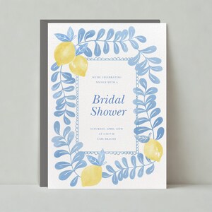 Papierloze post aanpasbare sjabloon voor huwelijksuitnodiging | Boho, illustratief | Lijst, geschulpte randen, citroengeel | Direct downloaden