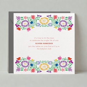 Plantilla de invitación personalizable para despedida de soltera sin papel / Boho, alegre y vibrante / Mexicana, Flores / Descarga instantánea