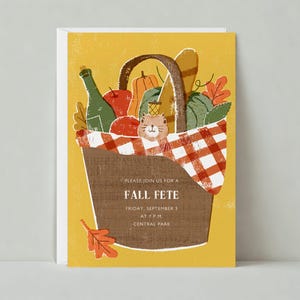 Papierloze post aanpasbare sjabloon uitnodiging herfstfeest | Illustratief | Herfst, picknickmand, herfst | Direct downloaden