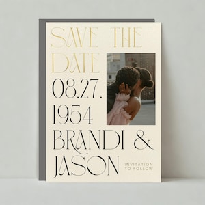 Plantilla personalizable para guardar la fecha de boda sin papel / Negrita y tipográfica / Moderna, tipografía, negrita / Descarga instantánea