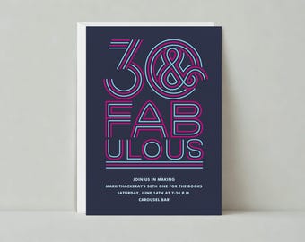 Milestone Birthday Party Invitation | Birthday, Neon, Pink, Blue, Typography |Paperless Post Customizable Template | Instant Download