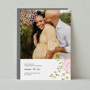 Baby Shower Einladung Vorlage | Rustikal | Blütenblätter, Blumen, Foto, Licht, Blätter, Bemalt | Sofort Download, personalisierbar | Papierlose Post
