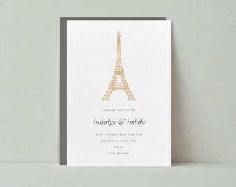 Birthday Party Invitation | Simple And Minimal | Eiffel Tower, Europe |Paperless Post Customizable Template | Instant Download