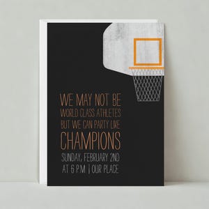 Invitación a fiesta deportiva / Baloncesto, Noche de juegos, Deportes y actividades / Plantilla personalizable para publicación sin papel / Descarga instantánea
