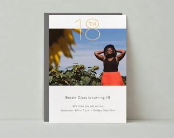 Milestone Birthday Party Invitation | Birthday, Photo, Number, Age, Gold |Paperless Post Customizable Template | Instant Download