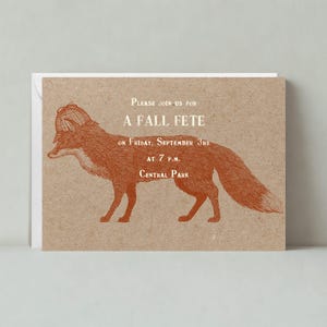 Papierloze post aanpasbare sjabloon uitnodiging herfstfeest | Illustratief | Detective, vintage, vos | Direct downloaden