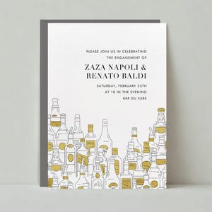 Paperless Post Anpassbare Verlobungsfeier Einladung Vorlage | Glänzend, Golden, Alkohol, Flasche, Party, Spaß, Schick | Sofort Download