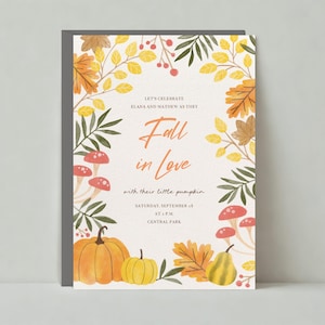 Paperless Post Anpassbare Babypartyeinladungsvorlage | Illustrativ | Herbst unterhaltsam, Blattgold, Herbst | Sofort Download
