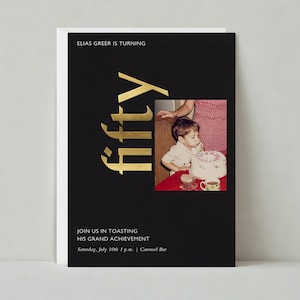 Uitnodiging verjaardagsfeestje | Gedurfd en typografisch, modern | Mijlpaalverjaardag | Papierloze post aanpasbare sjabloon | Direct downloaden