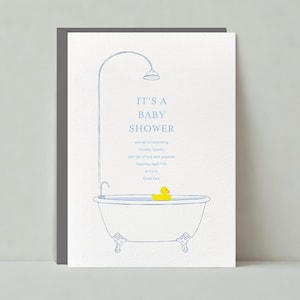 Paperless Post Anpassbare Babypartyeinladungsvorlage | Illustrativ | Wannen, Quietscheentchen, Zart, Duschen | Sofort Download