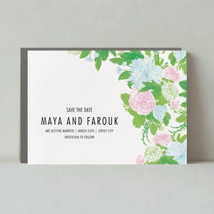 Plantilla personalizable para guardar la fecha de boda sin papel / Ilustrativa / Acuarela, Minimalista, Rústica, Sencilla, Floral / Descarga instantánea