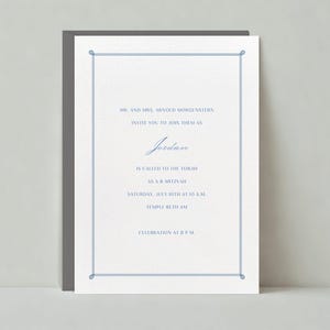 Plantilla de invitación para fiesta de Bar y Bat Mitzvah personalizable sin papel / Bucles, marco, líneas dobles, bucles dobles / Descarga instantánea