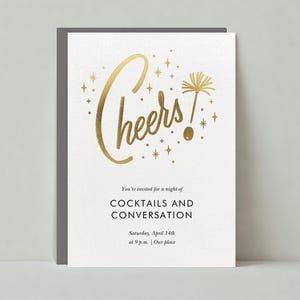 Plantilla de invitación a cóctel personalizable sin papel / Negrita y tipográfica / Cena / Descarga instantánea
