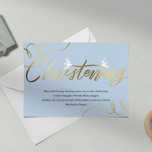 Plantilla de invitación para fiesta de bautizo y bautismo personalizable sin papel / Negrita y tipográfica / Bautizo / Descarga instantánea