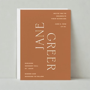 Invitación de boda moderna / Atrevida y tipográfica, simple y minimalista, moderna / Plantilla personalizable para publicación sin papel / Descarga instantánea
