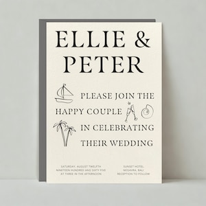 Plantilla de invitación de boda personalizable sin papel / Negrita y tipográfica / Descarga instantánea