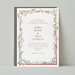 Modelo de convite de casamento personalizável sem papel | Ilustrativo, romântico | Country, aquarela | Download instantâneo