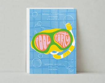Paperless Post Customizable Pool Party Invitation Template | Cheerful And Vibrant | Kids Birthday, Pool, Pool Toy | Instant Download