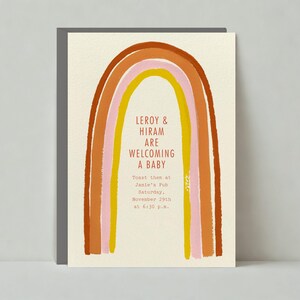 Paperless Post Anpassbare Babypartyeinladungsvorlage | Dunkelorange, Rotbraun, Regenbogen, Gelb | Sofort Download