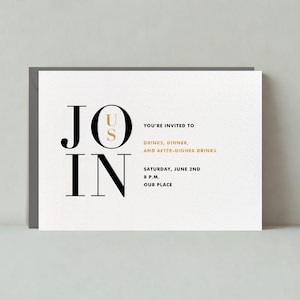 Plantilla de invitación a una cena personalizable sin papel / Audaz y tipográfica, simple y minimalista, tipográfica / Descarga instantánea