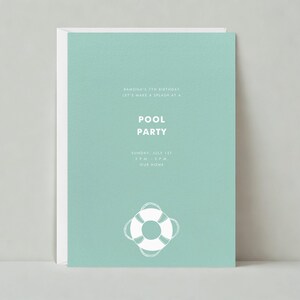 Papierloze post aanpasbare sjabloon uitnodiging poolparty | Eenvoudig en minimaal | Kinderverjaardag, poolparty | Direct downloaden