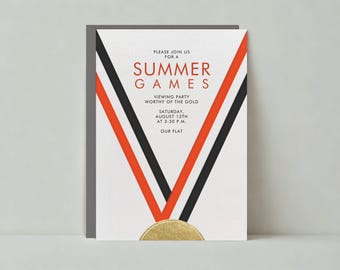 Sports Party Invitation | Awards, Medals, Athletics, Athletes, Olympics, Sports |Paperless Post Customizable Template | Instant Download