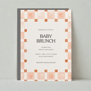 Uitnodiging babyshower | Boho, illustratief | Boho's, handgeschilderd, geblokt | Aanpasbare sjabloon voor papierloze post | Direct downloaden