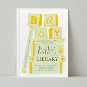 Modèle personnalisable d'invitation de fête de naissance sans papier | Illustration | Blocs à lettres, livres, blocs, bibliothèque | Téléchargement instantané