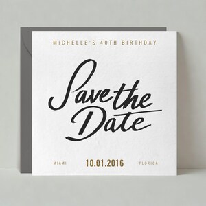 Papierloze post aanpasbare verjaardagsfeestje: bewaar-de-datumsjabloon | Vet en typografisch | Script, handgeschreven | Direct downloaden