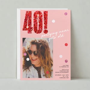 Invitación a fiesta de cumpleaños importante / Diseño moderno y tipográfico / Plantilla personalizable para publicación sin papel / Descarga instantánea